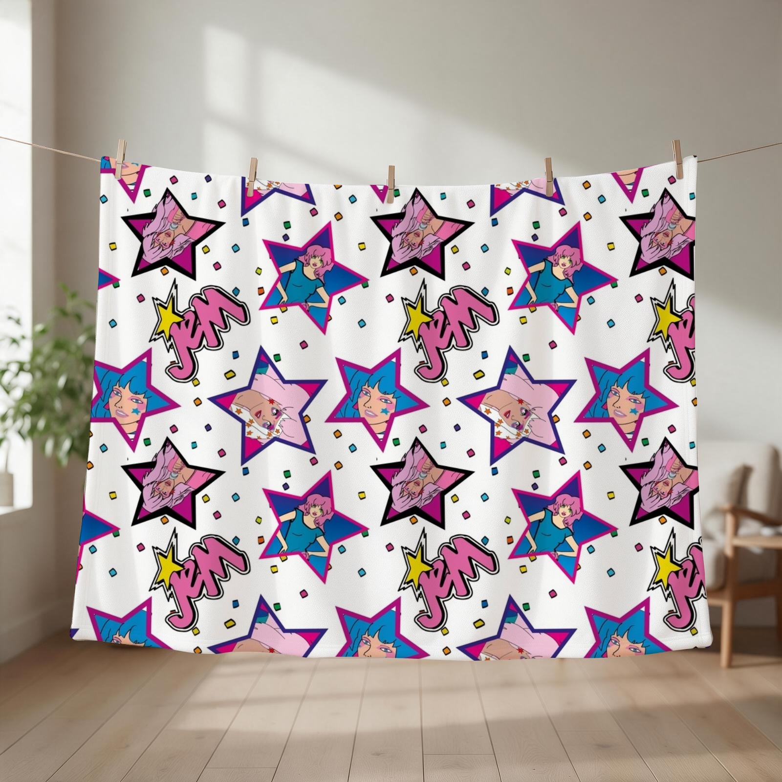3D Printing Hologram - jem and the holograms Throw Blanket